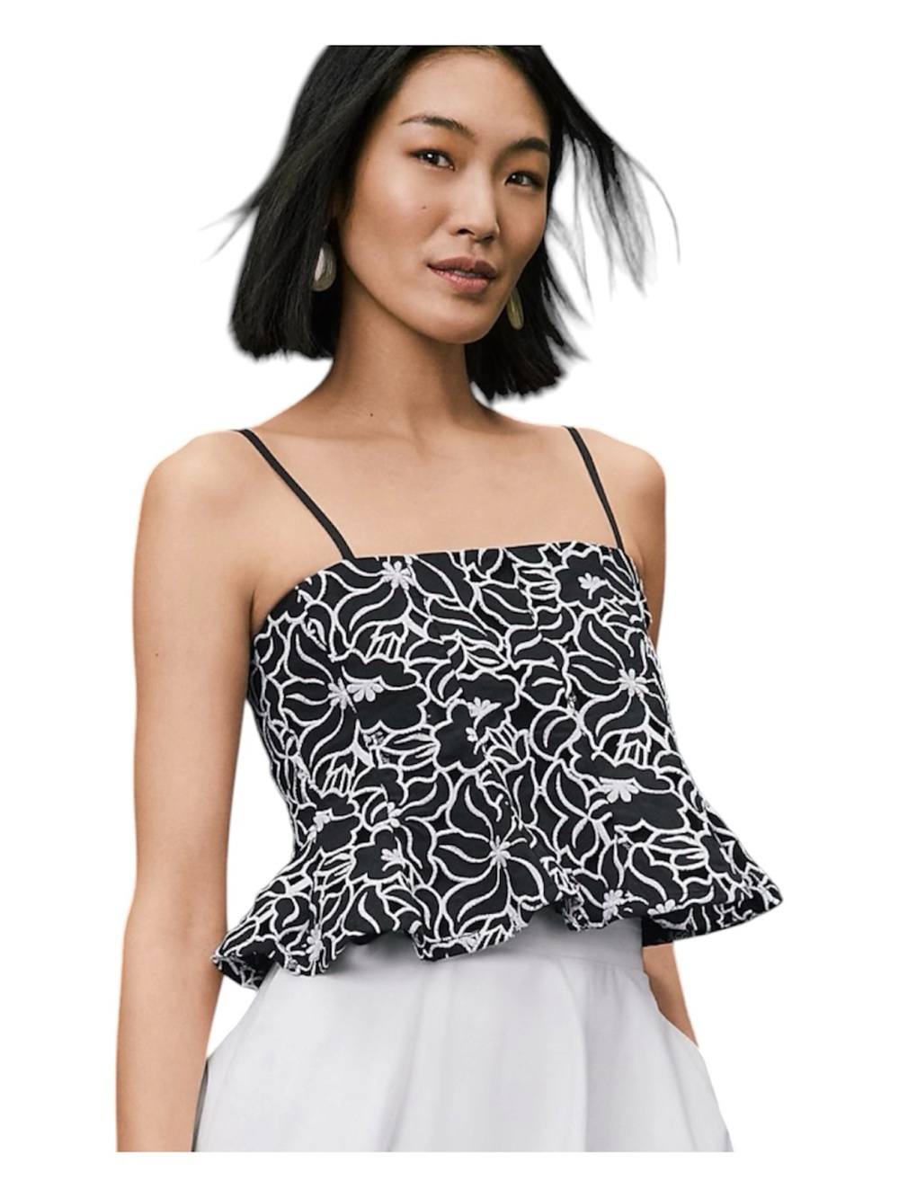 NWT Ann Taylor Embroidered Peplum Top. ⚫️⚪️ Size 12.